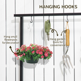 Outsunny Tall Plant Stand with Hanging Hooks, 3 Tiered Plant Rack for Indoor Outdoor Porch Balcony Living Room Bedroom