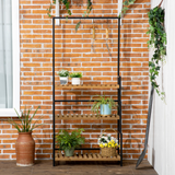 Outsunny Tall Plant Stand with Hanging Hooks, 3 Tiered Plant Rack for Indoor Outdoor Porch Balcony Living Room Bedroom