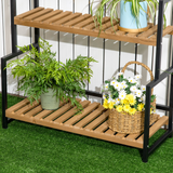 Outsunny Tall Plant Stand with Hanging Hooks, 3 Tiered Plant Rack for Indoor Outdoor Porch Balcony Living Room Bedroom