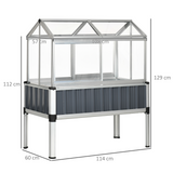 Outsunny Raised Beds for Garden with Greenhouse, Galvanised Steel Raised Planter with Cover and Openable Windows, for Patio, Backyard, Balcony