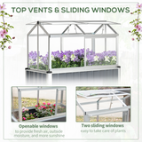 Outsunny Raised Beds for Garden with Greenhouse, Galvanised Steel Raised Planter with Cover and Openable Windows, for Patio, Backyard, Balcony