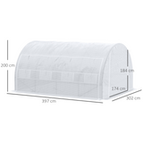 Outsunny 4 x 3 x 2 m Polytunnel Greenhouse, Walk in Pollytunnel Tent with Steel Frame, Reinforced Cover, Zippered Door and 8 Windows for Garden and Backyard, White