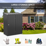 Outsunny 5ft x 3ft Outdoor Storage Shed, Garden Metal Storage Shed with Single Lockable Door, Tool Storage Shed for Backyard, Patio, Lawn, Charcoal Grey