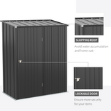 Outsunny 5ft x 3ft Outdoor Storage Shed, Garden Metal Storage Shed with Single Lockable Door, Tool Storage Shed for Backyard, Patio, Lawn, Charcoal Grey