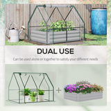 Outsunny Raised Garden Bed with Greenhouse, Steel Planter Box with Plastic Cover, Roll Up Window, Dual Use for Flowers, Vegetables, Fruits and Herbs, 127 x 95 x 92cm, Clear