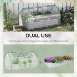 Outsunny Raised Garden Bed with Greenhouse, Steel Planter Box with Plastic Cover, Roll Up Window, Dual Use for Flowers, Vegetables, Fruits and Herbs, 185L x 95W x 92H cm, Clear