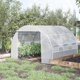 Outsunny 3 x 3 x 2 m Polytunnel Greenhouse, Walk in Pollytunnel Tent with Steel Frame, Reinforced Cover, Zippered Door and 6 Windows for Garden and Backyard, White