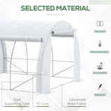 Outsunny 3 x 3 x 2 m Polytunnel Greenhouse, Walk in Pollytunnel Tent with Steel Frame, Reinforced Cover, Zippered Door and 6 Windows for Garden and Backyard, White