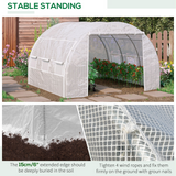 Outsunny 3 x 3 x 2 m Polytunnel Greenhouse, Walk in Pollytunnel Tent with Steel Frame, Reinforced Cover, Zippered Door and 6 Windows for Garden and Backyard, White