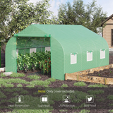 Outsunny Walk In Greenhouse Cover Replacement Reinforced Gardening Plant Growhouse Cover with Zipper Door and 6 Roll Up Windows, 3.5 x 3 x 2m, Green, COVER ONLY