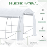 Outsunny 6 x 3 x 2 m Polytunnel Greenhouse, Walk in Pollytunnel Tent with Steel Frame, Reinforced Cover, Zippered Door and 12 Windows for Garden and Backyard, White