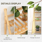 Outsunny 3-Tier Bamboo Plant Rack, Folding Plant Stand Display Shelf for Indoor & Outdoor, Natural