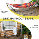 Outsunny Foldable Hammock Stand, Portable Hammock with Metal Frame, 2 in 1 Hammock Net Stand, Clothes Drying Rack, Load Capacity 120kg, for Patio, Garden, Yard, Black