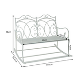 Outsunny Patio 2 Seater Rocking Bench Steel Garden Outdoor Garden Loveseat Chair w/ Decorative Backrest White