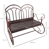 Outsunny 2 Seater Metal Garden Park Bench Outdoor Rocking Chair Swing Bench Loving Seat Bronze