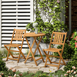 Outsunny 3 Piece Folding Bistro Set, Wooden Garden Table and Chairs for Outdoor, Patio, Yard, Porch, Teak