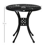 Outsunny 78cm Round Garden Dining Table Bistro Set with Parasol Hole Antique Cast Aluminium Outdoor Table Only, Black