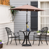 Outsunny 78cm Round Garden Dining Table Bistro Set with Parasol Hole Antique Cast Aluminium Outdoor Table Only, Black