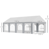 Outsunny 8 x 4m Galvanised Party Tent, Marquee Gazebo with Sides, Eight Windows and Double Doors, for Parties, Wedding and Events