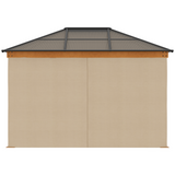 Outsunny 3 x 3.6 m Hardtop Gazebo Canopy with Polycarbonate Roof, Aluminium and Steel Frame, Nettings and Sidewalls for Garden, Patio, Khaki