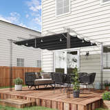 Outsunny Retractable Pergola Shade Cover, Replacement Canopy Fabric for 3 x 3 (m) Pergola, Gazebo Retractable Roof, Dark Grey