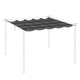 Outsunny Retractable Pergola Shade Cover, Replacement Canopy Fabric for 3 x 3 (m) Pergola, Gazebo Retractable Roof, Dark Grey