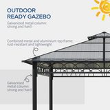 Outsunny 3 x 3 (m) Outdoor Polycarbonate Gazebo, Double Roof Hard Top Gazebo with Galvanized Steel Frame, Nettings & Curtains, for Garden, Lawn, Backyard and Deck