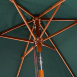 Outsunny 2m x 1.5m Patio Parasol Garden Umbrellas Sun Umbrella Bamboo Sunshade Canopy Outdoor Backyard Furniture Fir Wooden Pole 6 Ribs Tilt Mechanism - Green