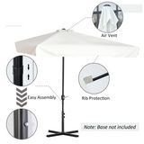 Outsunny 2.3m Half Parasol Semi Round Umbrella Patio Metal Frame Crank Handle for Balcony-- NO BASE INCLUDED, Off-White