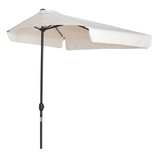 Outsunny 2.3m Half Parasol Semi Round Umbrella Patio Metal Frame Crank Handle for Balcony-- NO BASE INCLUDED, Off-White