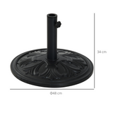 Outsunny 13kg Round Parasol Base Sun Umbrella Weight Stand Holder Patio Outdoor Garden Black