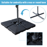 Outsunny 4 Pieces Portable  Sand or Water Fillable Parasol Base Cross Stand Umbrella Weights Square Holder Cantilever Patio, Total 120KG Sand/ 80L Water Filled (Metal Pole & Cross Stand NOT INCLUDED)