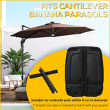 Outsunny 7kg Square Parasol Base Portable Umbrella Stand Weights for Cantilever Banana Parasol with Wheels, Water and Sand Filled, Up to 75kg, Black