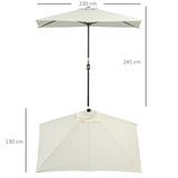 Outsunny Balcony Half Parasol Semi Round Umbrella Patio Crank Handle (2.3m, Beige)- NO BASE INCLUDED