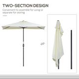 Outsunny Balcony Half Parasol Semi Round Umbrella Patio Crank Handle (2.3m, Beige)- NO BASE INCLUDED