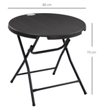 Outsunny Foldable Garden Dining Table for 4, Round Outdoor Table with HDPE Tabletop and Steel Frame for Patio and Backyard, Dark Grey