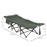 Outsunny Foldable Sun Lounger, Padded Patio Camping Bed with Maximum 170° Lying Down Angle & Carry Bag, Magazine Bag and Cup Holder for Outdoor, Garden, Porch, Grey