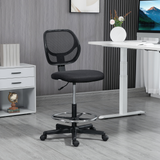 Vinsetto Draughtsman Chair, Mesh Office Chair, Standing Desk Chair with Adjustable Footrest Ring and Seat Height, Black