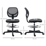 Vinsetto Draughtsman Chair, Mesh Office Chair, Standing Desk Chair with Adjustable Footrest Ring and Seat Height, Black