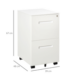 Vinsetto Mobile File Cabinet Vertical Home Office Organizer Filing Furniture with Adjustable Partition for A4 Letter Size, Lockable for Office, Bedroom and Living Room, White