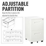 Vinsetto Mobile File Cabinet Vertical Home Office Organizer Filing Furniture with Adjustable Partition for A4 Letter Size, Lockable for Office, Bedroom and Living Room, White