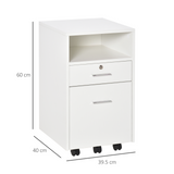 Vinsetto Mobile File Cabinet Lockable Storage Unit Cupboard Home Filing Furniture for Office, Bedroom and Living Room, 39x40x65cm, White