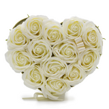 Soap Flower Gift Bouquet - 13 Cream Roses - Heart