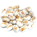 Runes Stone Set in Pouch - White Agate