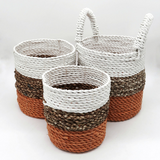 Seagrass Basket Set - Orange / Natural / White