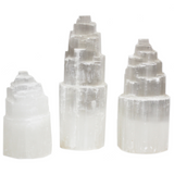 Natural Selenite Tower Lamp - 15 cm