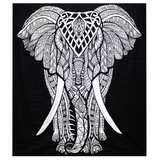 B&W Double Cotton Bedspread + Wall Hanging - Elephant