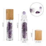 Gemstone Essential Oil Roller Bottle - Amethyst  - Wooden Cap