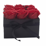 Soap Flower Gift Bouquet - 9 Red Roses - Square