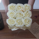 Soap Flower Gift Bouquet - 13 Cream Roses - Heart